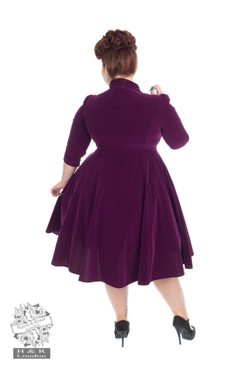 Glamorous Velvet Tea Dress In Dark Purple